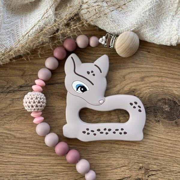 Halvány lila őzike cumilánc rágókával