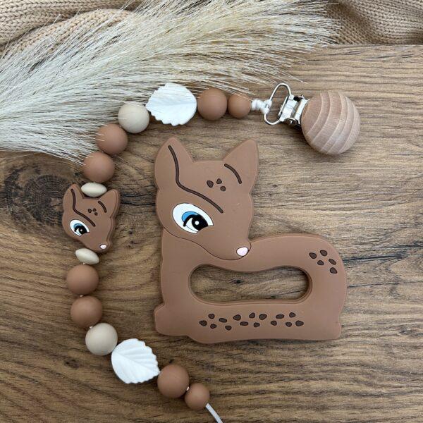 Barna őzike cumilánc rágókával