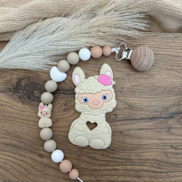 Bézs láma cumilánc rágókával