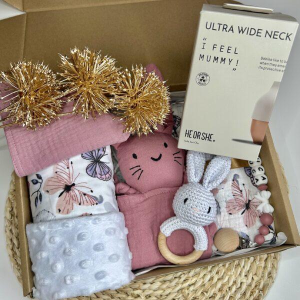 IMG_7700 Extra Baby box-Ultra széles nyakú szilikon cumigüveggel, mályva nyuszival, tetra pelenkával